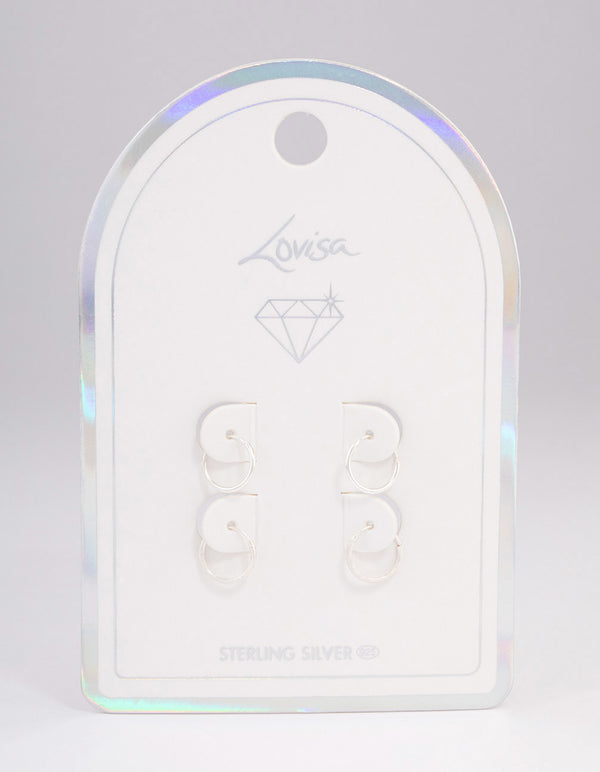 Sterling Silver Glitter Hoop Earring Pack