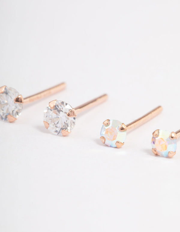 Rose Gold Plated Sterling Silver Shimmer Earring Pack