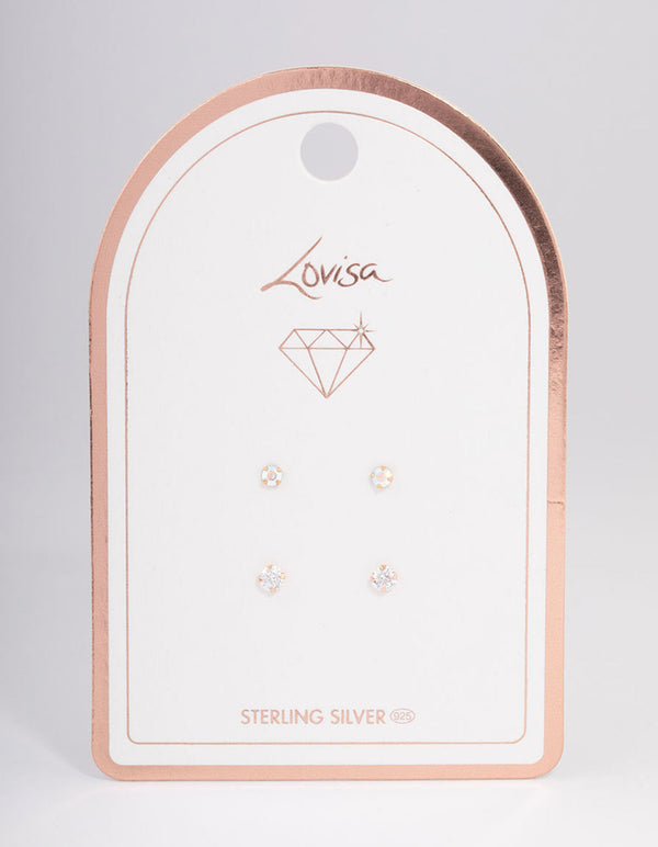 Rose Gold Plated Sterling Silver Shimmer Earring Pack