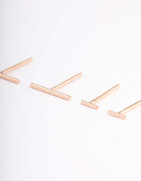 Rose Gold Plated Sterling Silver Bar Earring Pack