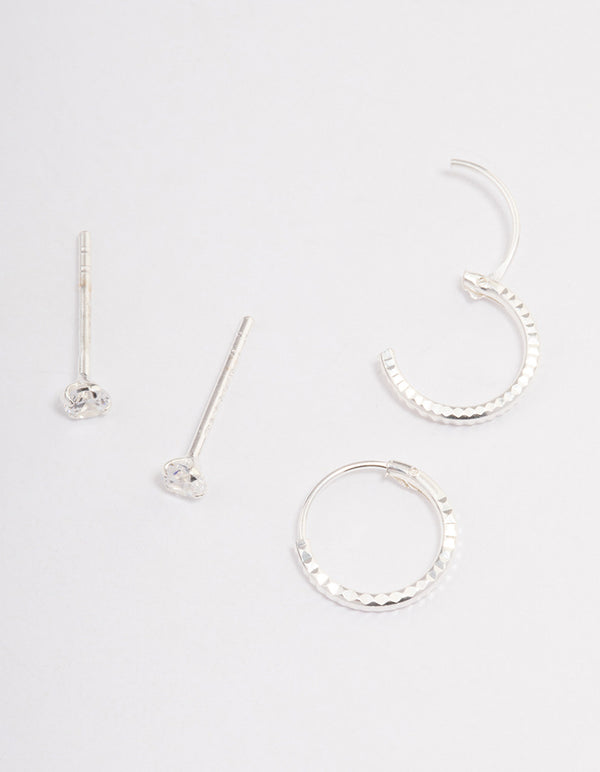 Sterling silver diamante hoop earrings Clearance