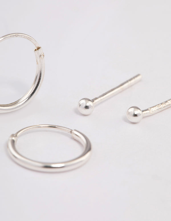 Sterling Silver Stud & Hoop Earring Pack