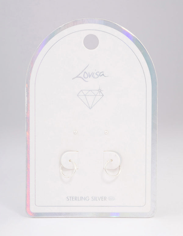 Sterling Silver Stud & Hoop Earring Pack