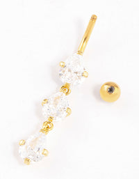 Gold Plated Titanium Cubic Zirconia Drop Belly Ring - link has visual effect only