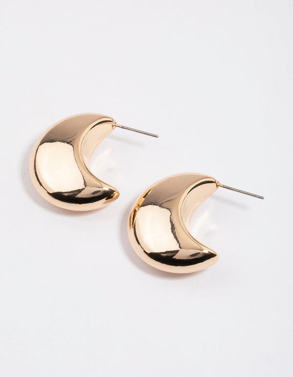 Gold Organic C-Shape Hoop Earrings