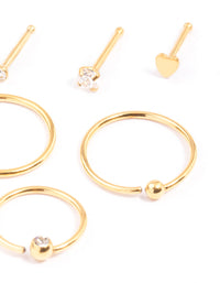 Gold Plated Surgical Steel Bone & Ball Nose Ring 6-Pack - link has visual effect only