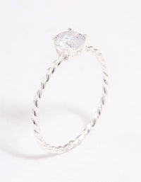 Sterling Silver Cubic Zirconia Twisted Engagement Ring - link has visual effect only