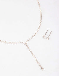 Silver Cupchain Y-Shaped Necklace & Earring Set - link has visual effect only