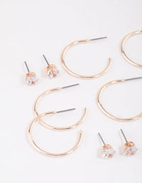 Rose Gold Classic Diamante & Hoop Earrings 8-Pack - link has visual effect only