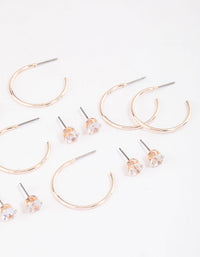 Rose Gold Classic Diamante & Hoop Earrings 8-Pack - link has visual effect only