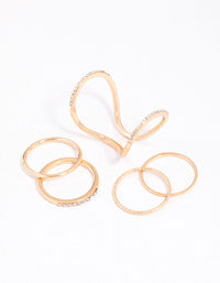 Gold Fine Diamante Double Ring Pack - link has visual effect only
