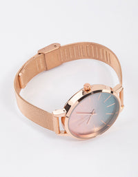 Rose Gold Coloured Ombre Mesh Watch - link has visual effect only