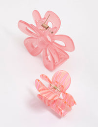 Pink Retro Flower Hair Claw Clip - link has visual effect only