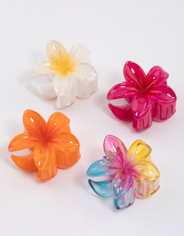 Vibrant Hibiscus Hair Claw Clip 4-Pack