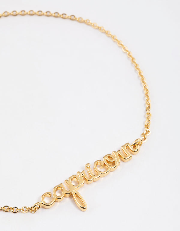 Gold Plated Capricorn Script Bracelet