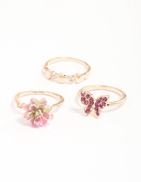 Gold Flower Butterfly Ring Pack - link has visual effect only