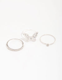 Silver Plated Cubic Zirconia Butterfly Ring Pack - link has visual effect only