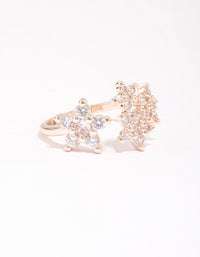 Rose Gold Plated Cubic Zirconia Open Flower Ring - link has visual effect only