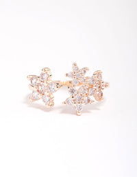 Rose Gold Plated Cubic Zirconia Open Flower Ring - link has visual effect only