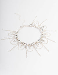 Silver Statement Diamante Tassel Choker - link has visual effect only