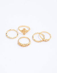 Gold Plated Filigree Cross Chain Ring 5-Pack - link has visual effect only