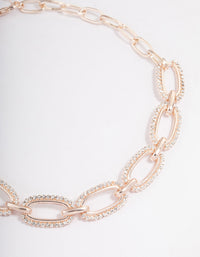 Rose Gold Diamante Oval Link Choker - link has visual effect only