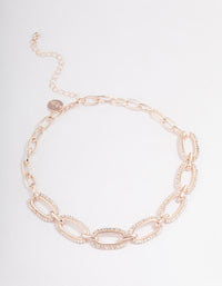 Rose Gold Diamante Oval Link Choker - link has visual effect only