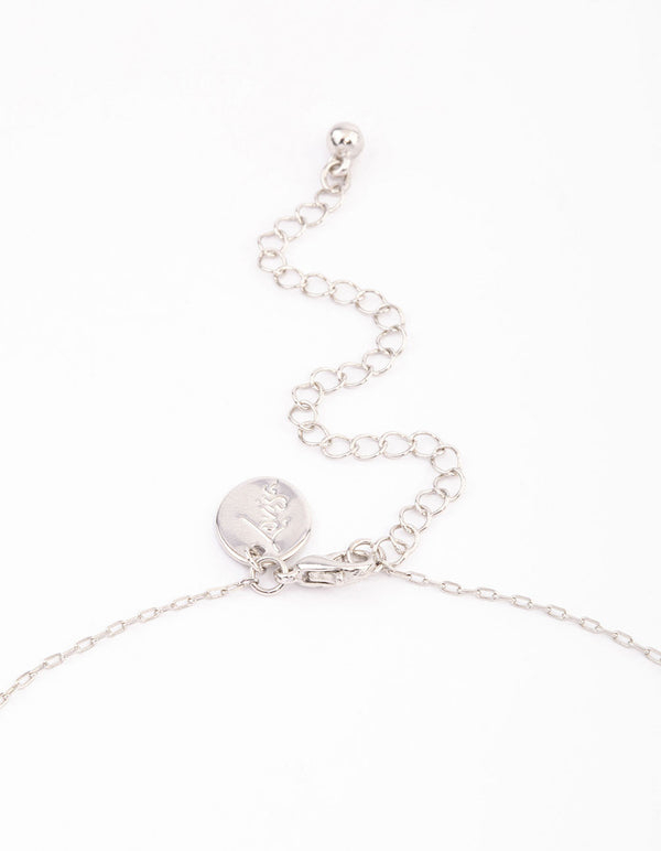 Silver Double Diamante Open Heart Necklace - Lovisa