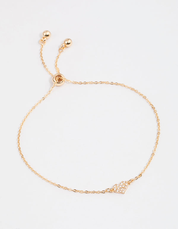 Gold Pave Mini Heart Charm Bracelet