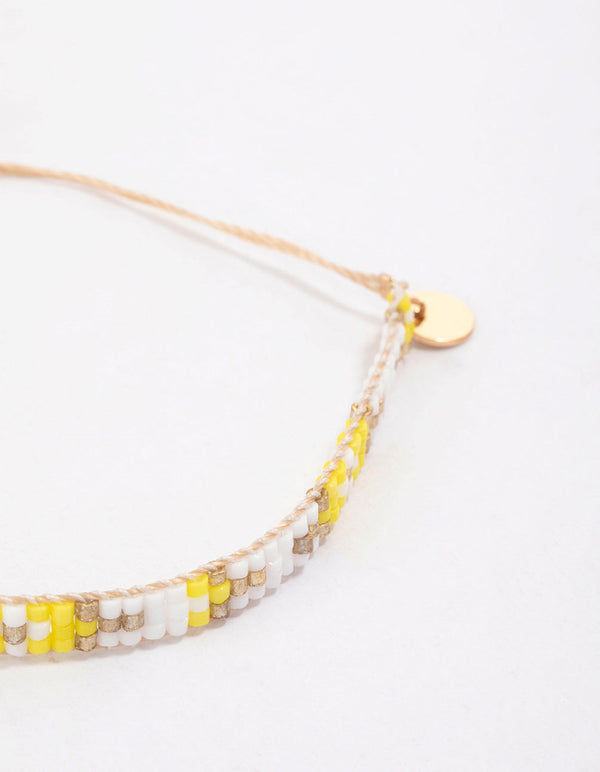 Fabric Beaded Pattern Toggle Bracelet