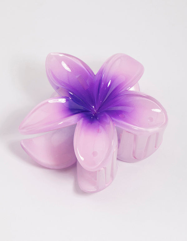 Lilac Frangipani Flower Hair Claw Clip