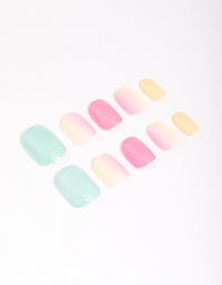 Tweens Rainbow Pastel Glitter Press On Nails - link has visual effect only