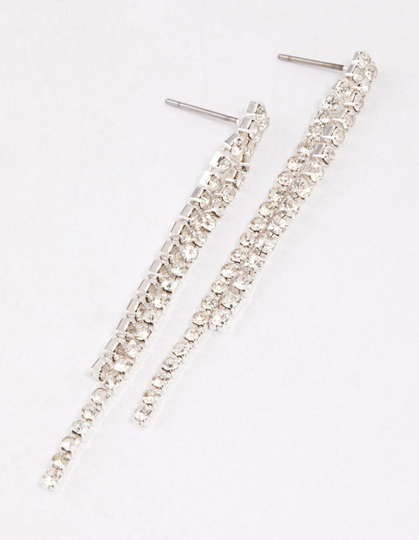 Silver Double Row Cupchain Drop Earrings & Polishing Set