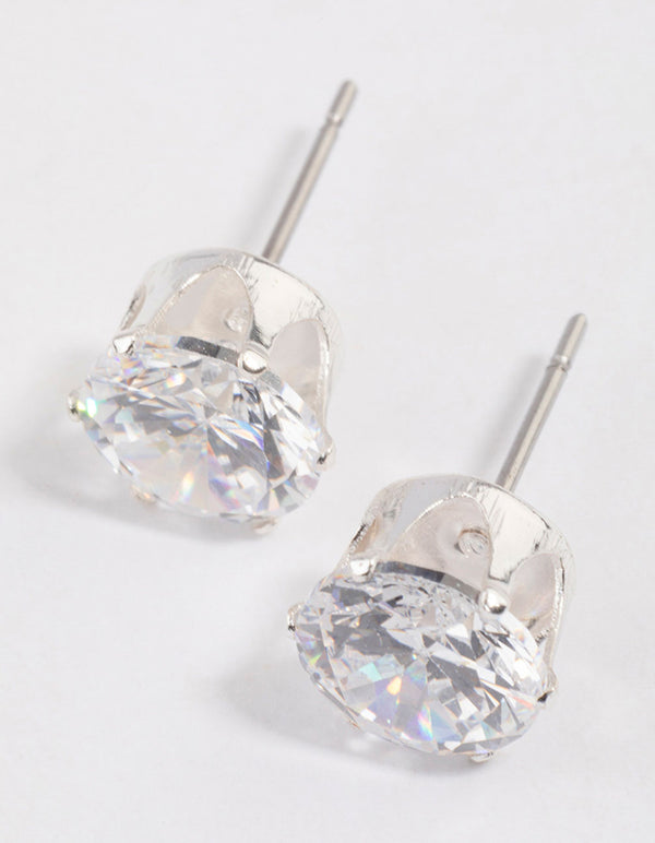 Silver Statement Diamante Stud Earrings & Polishing Set