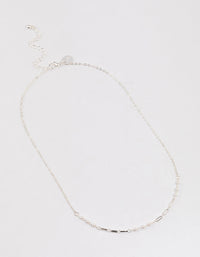 Silver Pearl & Rectangle Link Chain Necklace & Polishing Set - link has visual effect only