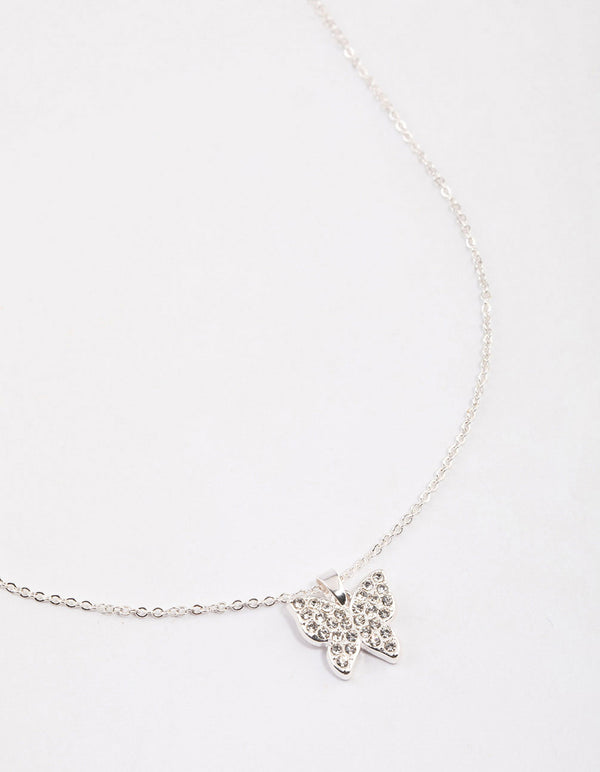Silver Pave Butterfly Necklace & Polishing Set