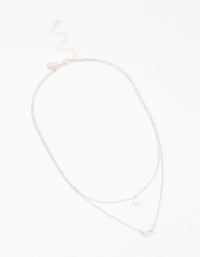 Silver Baguette Pearl Layered Necklace & Polishing Set - link has visual effect only