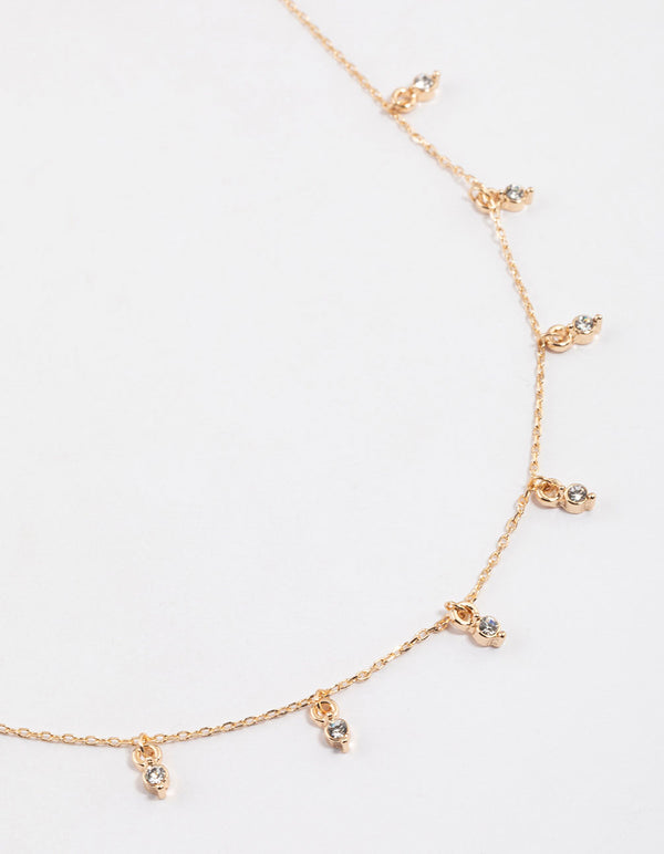 Gold Diamante Droplet Necklace & Polishing Set