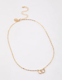 Gold Linked Circle Diamante Necklace & Polishing Set - link has visual effect only