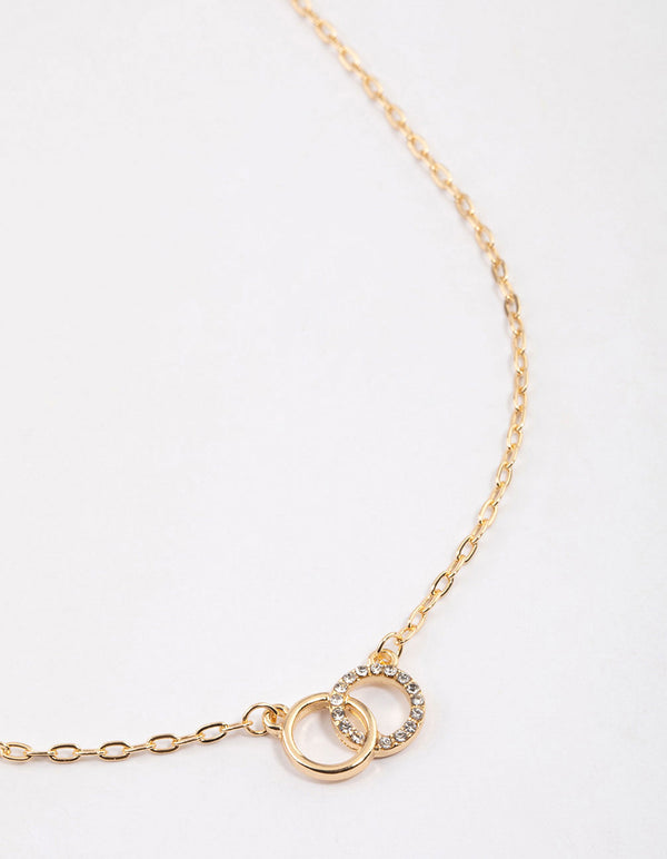 Gold Linked Circle Diamante Necklace & Polishing Set