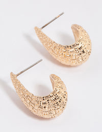 Gold Crescent Pear Hoop Earrings - link has visual effect only
