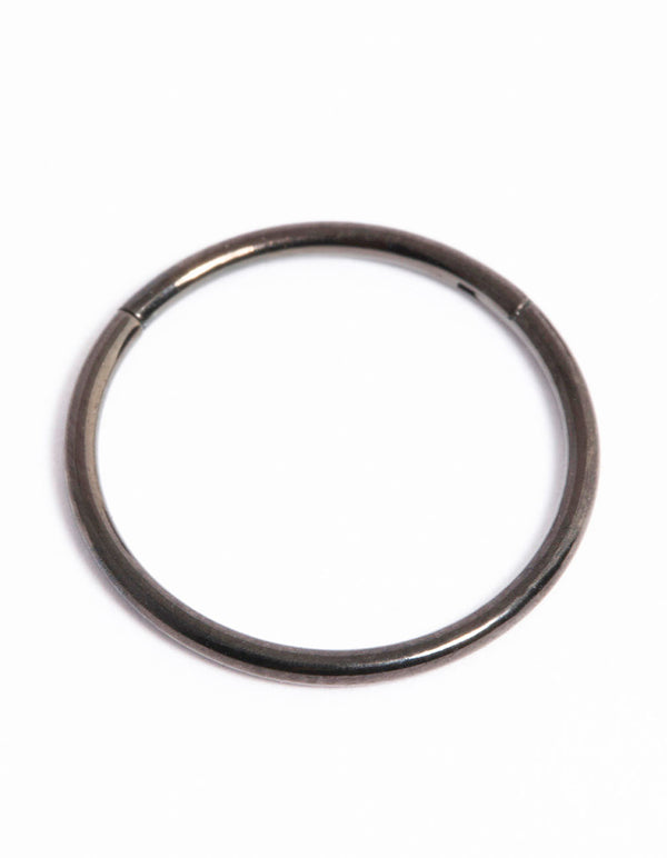 Black Coated Titanium Fine Band Hinged Clicker Ring