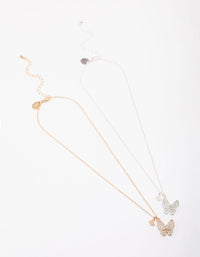 Kids Diamante Butterfly Necklace Pack - link has visual effect only
