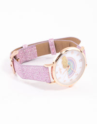 Kids Rainbow Glitter Faux Leather Watch - link has visual effect only
