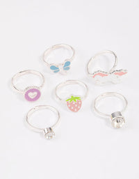 Kids Silver Unicorn Sweet Ring 6-Pack - link has visual effect only