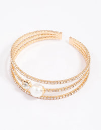 Gold Pearl Cupchain Wrist Cuff - link has visual effect only