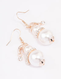 Rose Gold Diamante Pearl Snowman Drop Earrings - link has visual effect only