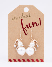 Rose Gold Diamante Pearl Snowman Drop Earrings - link has visual effect only