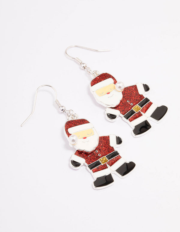 Red Glitter Santa Drop Earrings