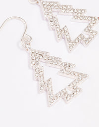 Silver Crystal Christmas Tree Outline Drop Earrings - link has visual effect only